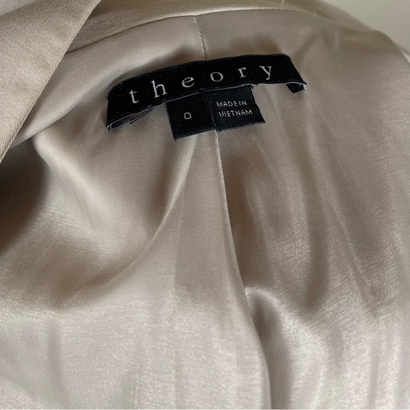 Theory Open Front Tan Blazer in Stretch Cotton - Picture 7 of 7